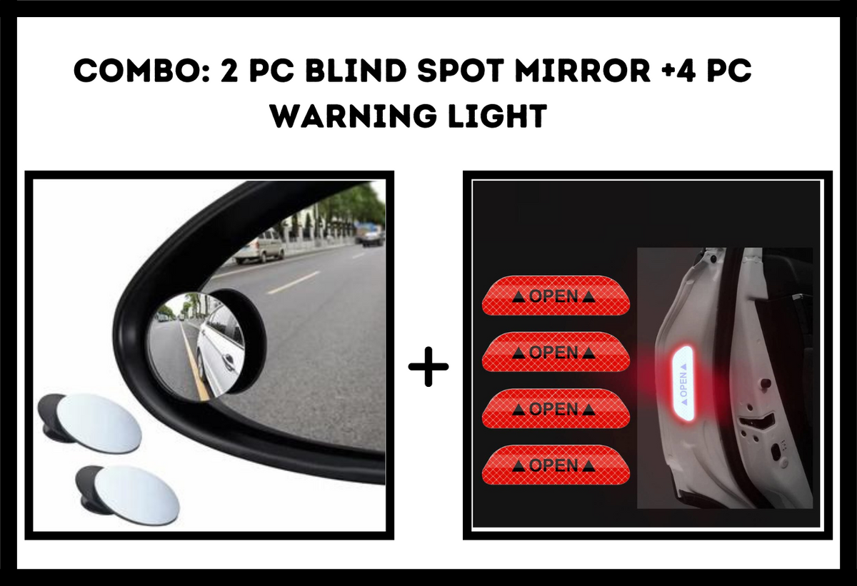 Warning Mirror Sticker Blind Spot Mirror(2pc)+ Warning Sticker(4pc) – flyingcarts